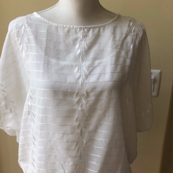 Willi Smith White Embroidered Blouson Blouse - Picture 3 of 7